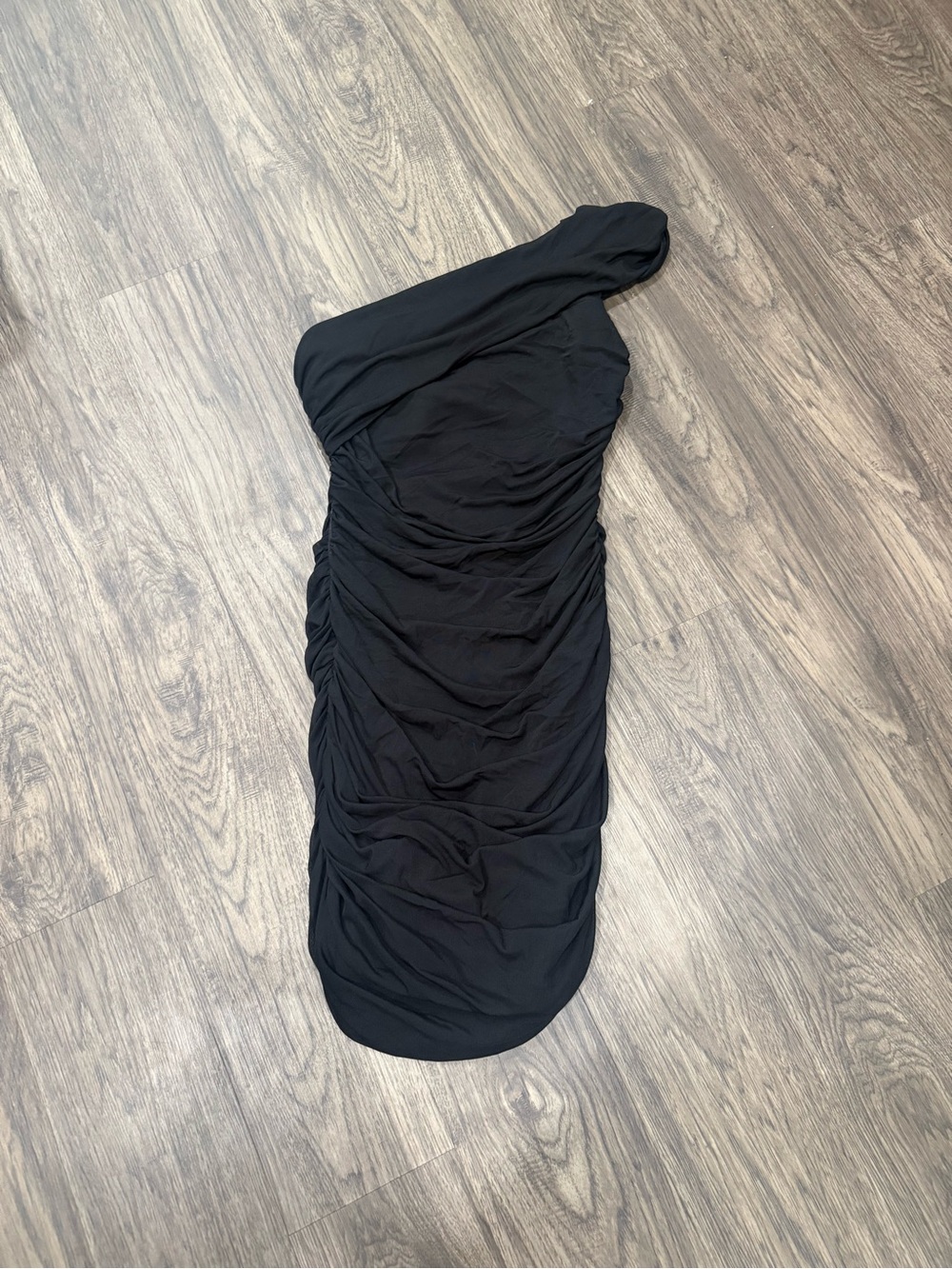 Windsor Black One-Shoulder Dress with Ruched Detail